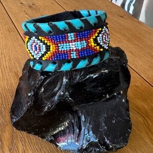 Navajo Beaded Leather Bracelet